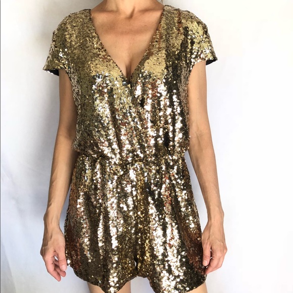 Xtaren Pants - Xtaren Gold Sequin Romper Women’s M jumpsuit